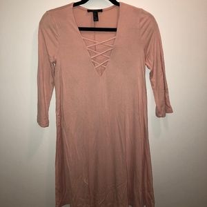 Pink Lace Up Dress